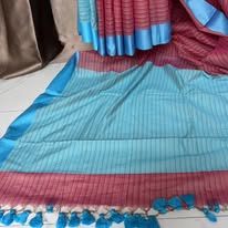 চেক সুতি শাড়ি